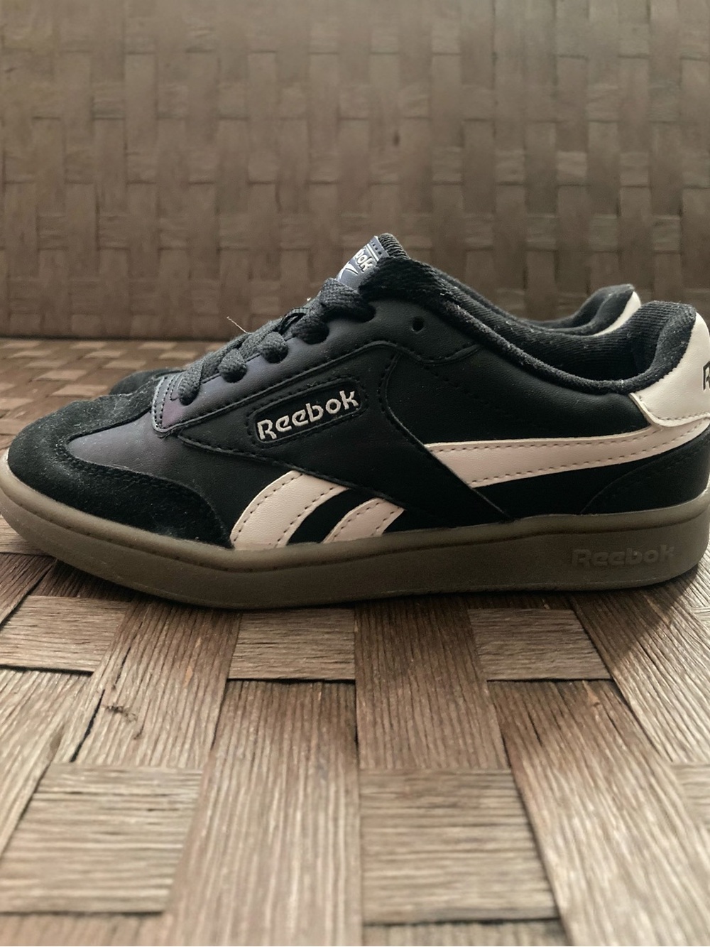 Reebok Boys Black and White Low-Top Sneaker